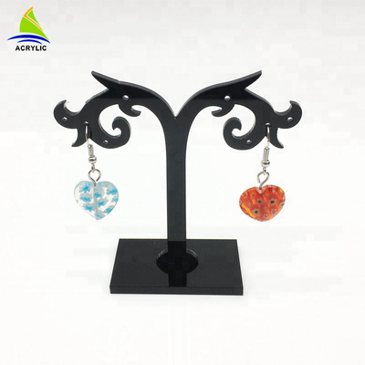 Support acrylique de support de présentoir de boucle d'oreille de bijoux d'affichage d'arbre acrylique élégant de noir