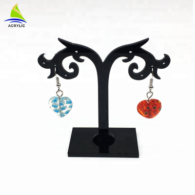 Support acrylique de support de présentoir de boucle d'oreille de bijoux d'affichage d'arbre acrylique élégant de noir