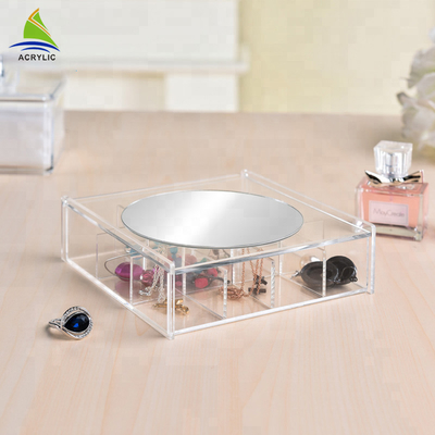Stockage acrylique clair d'ensemble d'affichage de bijoux d'affichage de bijoux avec le service d'OEM de miroir