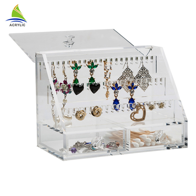 Élégant acrylique clair de boîtes de présentation de bijoux attaché avec la taille adaptée aux besoins du client par tiroirs