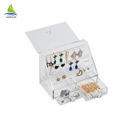 Élégant acrylique clair de boîtes de présentation de bijoux attaché avec la taille adaptée aux besoins du client par tiroirs