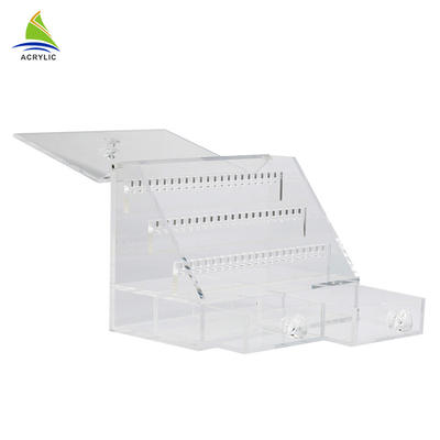 Élégant acrylique clair de boîtes de présentation de bijoux attaché avec la taille adaptée aux besoins du client par tiroirs