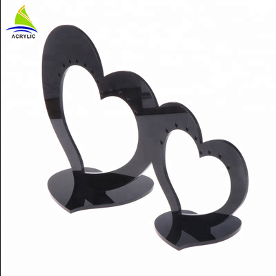 À haute brillance élégant acrylique clair simple noir de présentoir de boucle d'oreille bel