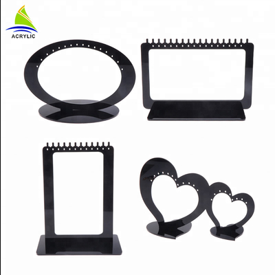 À haute brillance élégant acrylique clair simple noir de présentoir de boucle d'oreille bel