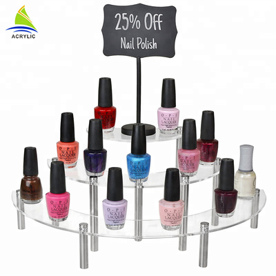 Le stockage acrylique cosmétique acrylique semi-circulaire de maquillage de présentoir a gravé le logo