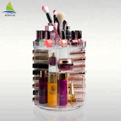 Affichage cosmétique acrylique de mode claire tournant l'organisateur acrylique de rouge à lèvres
