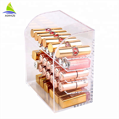 Boîte de rangement cosmétique acrylique qui respecte l'environnement d'affichage pour l'organisateur de rouges à lèvres