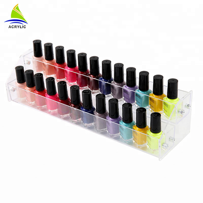 Organisateur matériel acrylique de cosmétique de support de support de bouteille de vernis à ongles d'affichage cosmétique acrylique à gradins