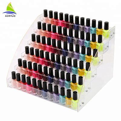 Organisateur matériel acrylique de cosmétique de support de support de bouteille de vernis à ongles d'affichage cosmétique acrylique à gradins