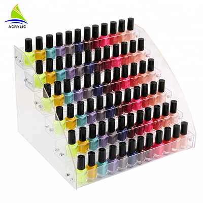 Organisateur matériel acrylique de cosmétique de support de support de bouteille de vernis à ongles d'affichage cosmétique acrylique à gradins