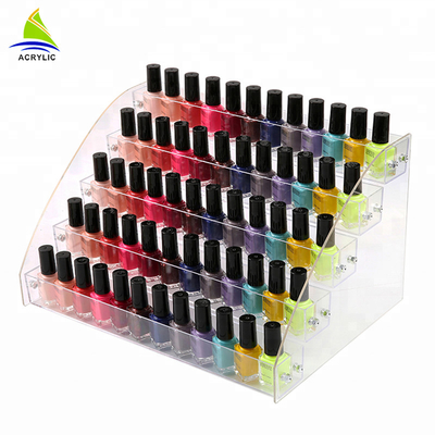 Organisateur matériel acrylique de cosmétique de support de support de bouteille de vernis à ongles d'affichage cosmétique acrylique à gradins