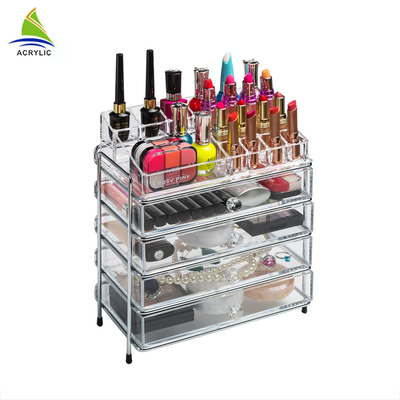 Présentoir acrylique de rangées de maquillage du stockage 4 de tiroir d'espace libre élégant de boîte de rangement