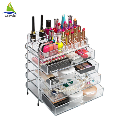 Présentoir acrylique de rangées de maquillage du stockage 4 de tiroir d'espace libre élégant de boîte de rangement