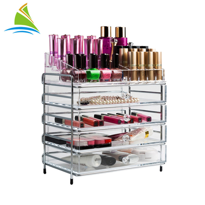 Organisateur cosmétique réglable de stockage d'acrylique de 3 tiroirs