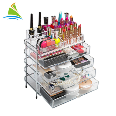 Organisateur cosmétique réglable de stockage d'acrylique de 3 tiroirs