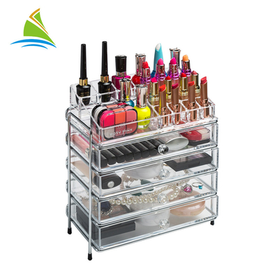 Organisateur cosmétique réglable de stockage d'acrylique de 3 tiroirs