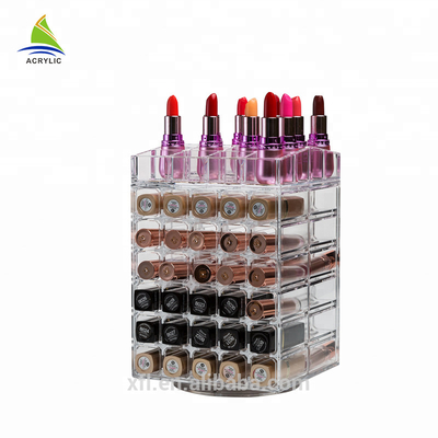 Boîte acrylique adaptée aux besoins du client de support de stockage de maquillage d'affichage d'espace libre de support cosmétique acrylique de rouge à lèvres