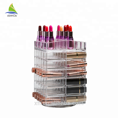 Boîte acrylique adaptée aux besoins du client de support de stockage de maquillage d'affichage d'espace libre de support cosmétique acrylique de rouge à lèvres