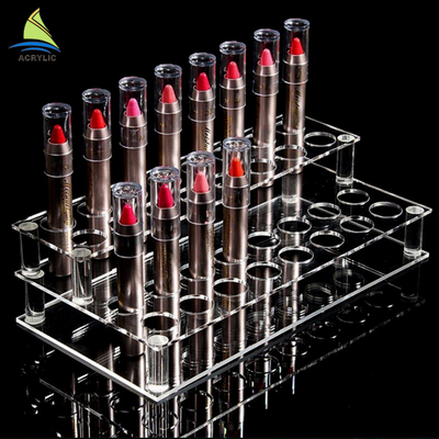 Polonais acrylique cosmétique de diamant de support de rouge à lèvres d'organisateur de maquillage de partie supérieure du comptoir