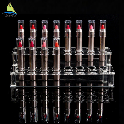 Support cosmétique à gradins acrylique d'organisateur de rouge à lèvres de présentoirs de lustre