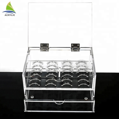 Boîte acrylique transparente de cil de vison de cas d'organisateur de 2 rangées d'usine faite sur commande