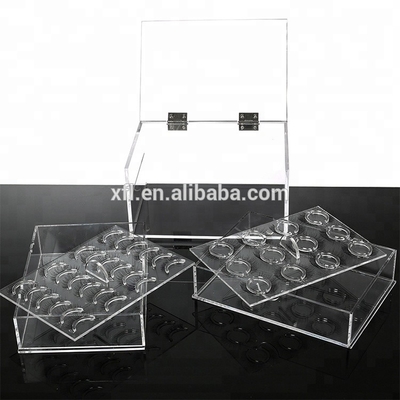 Boîte acrylique transparente de cil de vison de cas d'organisateur de 2 rangées d'usine faite sur commande