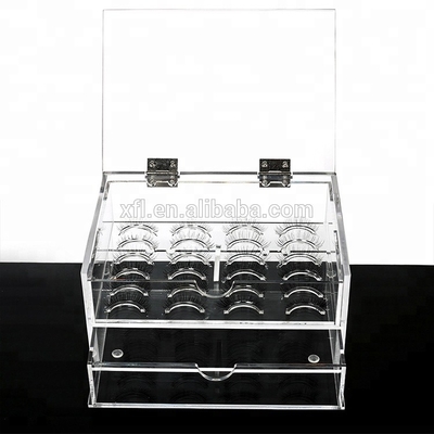 Boîte acrylique transparente de cil de vison de cas d'organisateur de 2 rangées d'usine faite sur commande