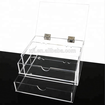Boîte acrylique transparente de cil de vison de cas d'organisateur de 2 rangées d'usine faite sur commande