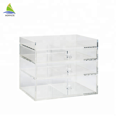 organisateur acrylique de cosmétique de maquillage de 3 couches
