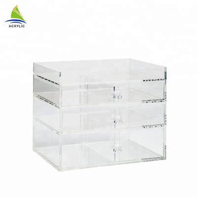 Acrylique en plastique à 3 couches d'organisateur de maquillage de vente chaude