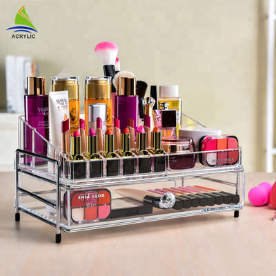 Support acrylique de maquillage de tireurs clairs de table de l'organisateur 1