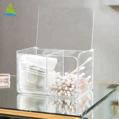 Boîte acrylique cosmétique de coton de maquillage de secousse chaude de vente de mode