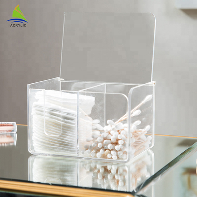 Organisateur acrylique de plastique de cosmétique de coton de maquillage de nouveau de style couvercle de secousse