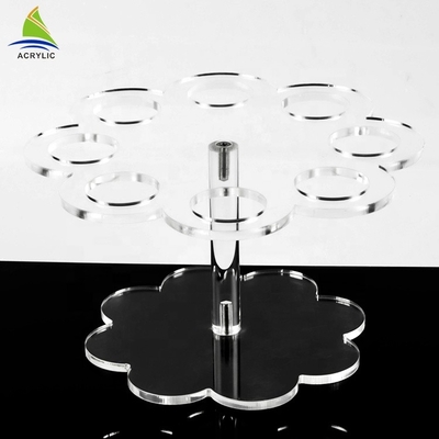Support en cristal acrylique de gâteau allumé par affichage acrylique qui respecte l'environnement de gâteau de mariage