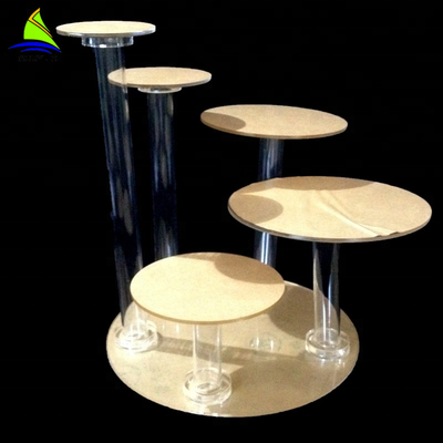 Tour ronde de support de petit gâteau d'affichage de Tablette d'affichage acrylique durable au détail de gâteau