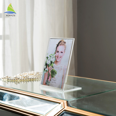 Type incliné par cadeau promotionnel support acrylique haut transparent d'affichage de signe