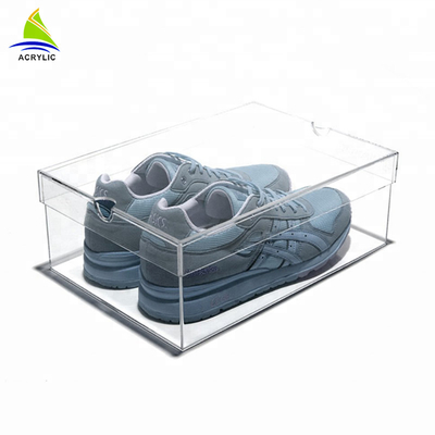 Boîte à chaussures acrylique de présentation de boîte de plexiglass acrylique transparent d'espace libre avec le couvercle