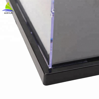 Boîte claire adaptée aux besoins du client décorative de présentation de plan de travail de luxe acrylique carré à haute brillance de boîte