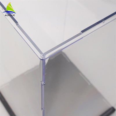 Boîte claire adaptée aux besoins du client décorative de présentation de plan de travail de luxe acrylique carré à haute brillance de boîte