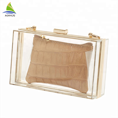 Façonnez aux dames acryliques élégantes de boîte de rangement le sac d'embrayage acrylique personnalisé transparent