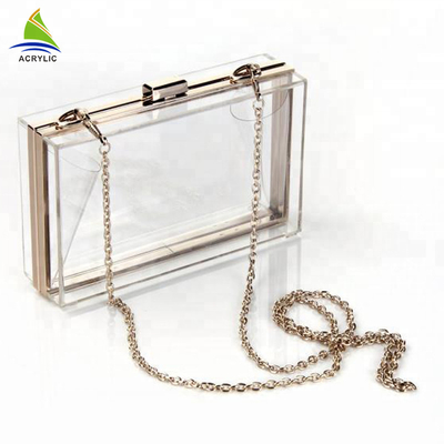 Façonnez aux dames acryliques élégantes de boîte de rangement le sac d'embrayage acrylique personnalisé transparent