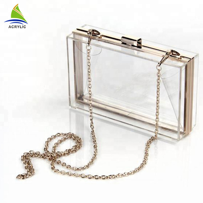 Façonnez aux dames acryliques élégantes de boîte de rangement le sac d'embrayage acrylique personnalisé transparent