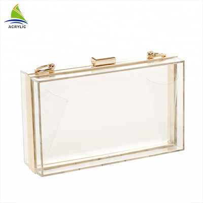 Façonnez aux dames acryliques élégantes de boîte de rangement le sac d'embrayage acrylique personnalisé transparent