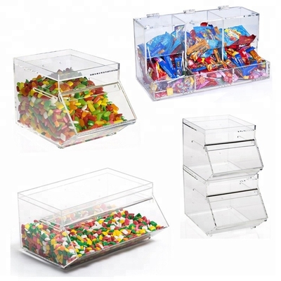 Mini poubelles acryliques de sucrerie de sucrerie de conteneurs de forme acrylique transparente de Chambre