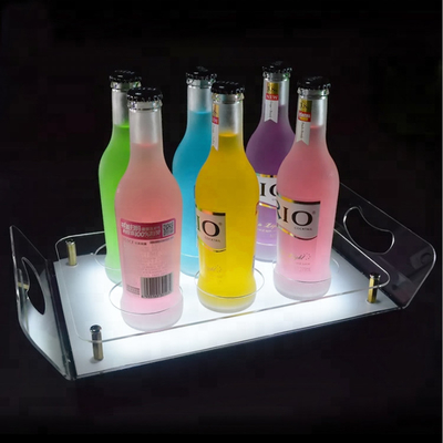 Les étagères menées acryliques de barre ont mené le plateau de présentoir d'étagère de boisson alcoolisée pour le stockage