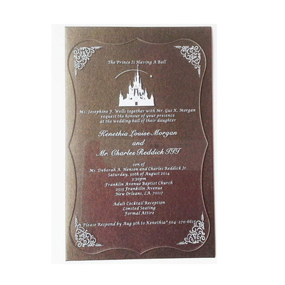 Carte acrylique faite sur commande d'invitation de mariage d'affichage de noir acrylique clair de cadre