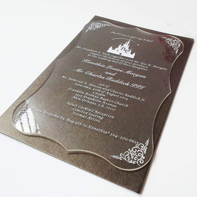 Carte acrylique faite sur commande d'invitation de mariage d'affichage de noir acrylique clair de cadre