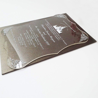 Carte acrylique faite sur commande d'invitation de mariage d'affichage de noir acrylique clair de cadre