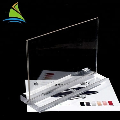 Support acrylique de signe d'insertion de carte du meilleur de qualité de logo plan de travail fait sur commande de signe