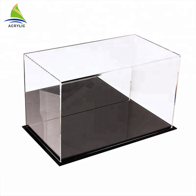 Dessus simple acrylique clair de noir de style de vitrine de partie supérieure du comptoir et boîte acrylique faite sur commande claire inférieure